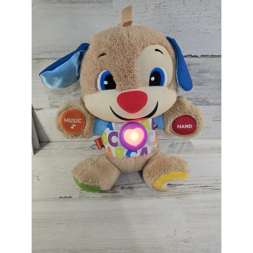 Fisher Price Laugh & Learn Smart Stages Puppy Plush FPV75‎ Tan Blue Musical Toy